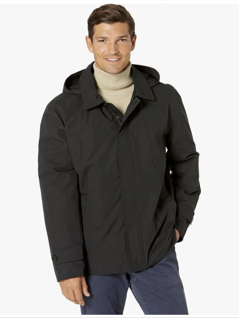 Cole Haan Men's Classic 29" Hooded City Rain Jacket